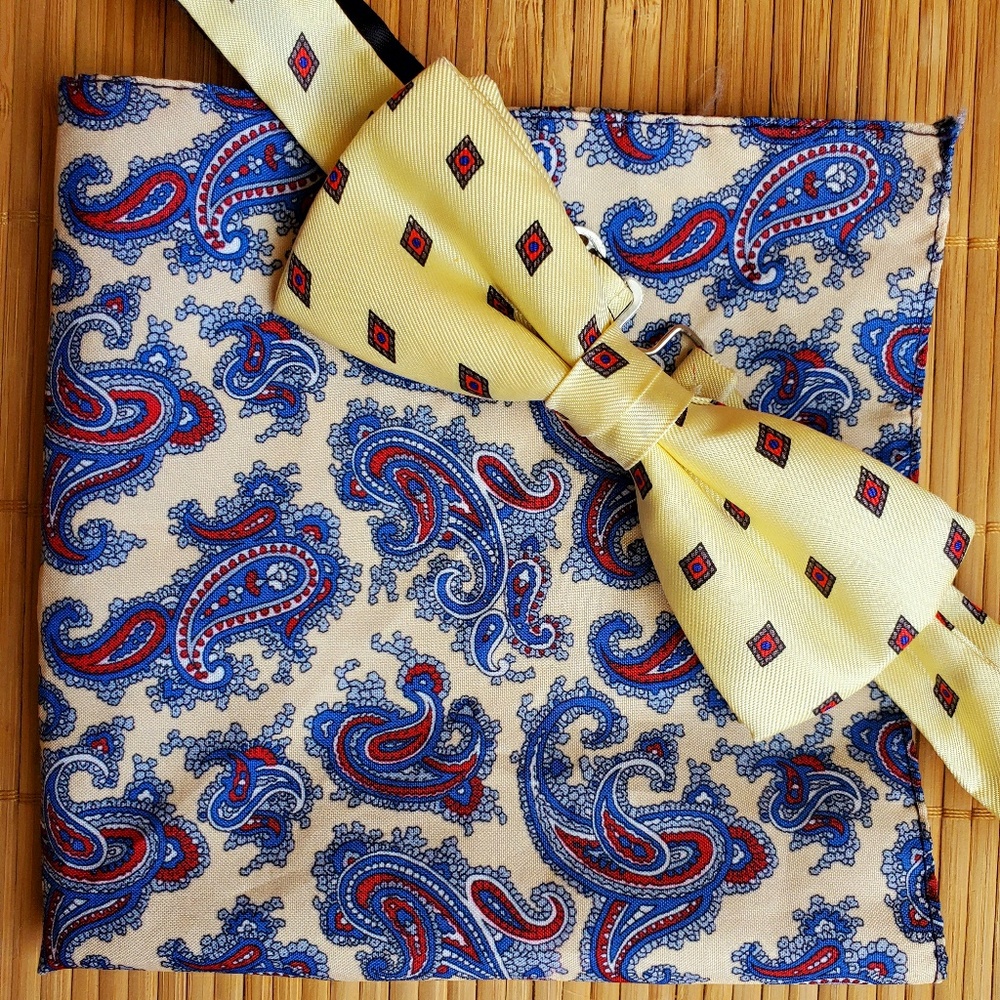 Silk Bow Tie and Handkerchief Set